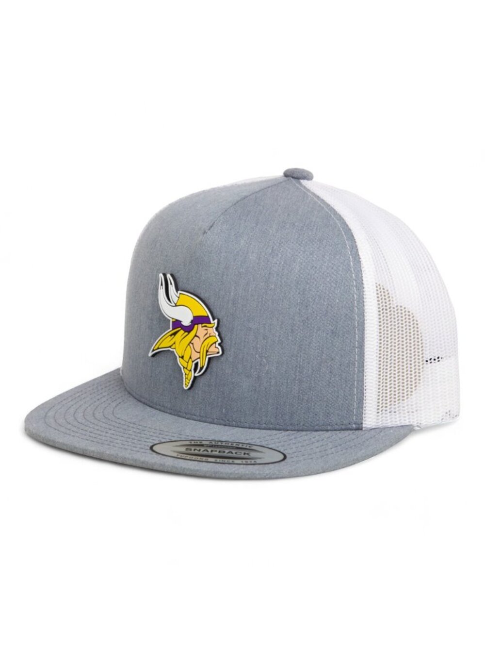 Minnesota Vikings 3D YP Snapback Flat Bill Trucker Hat- Heather/ White